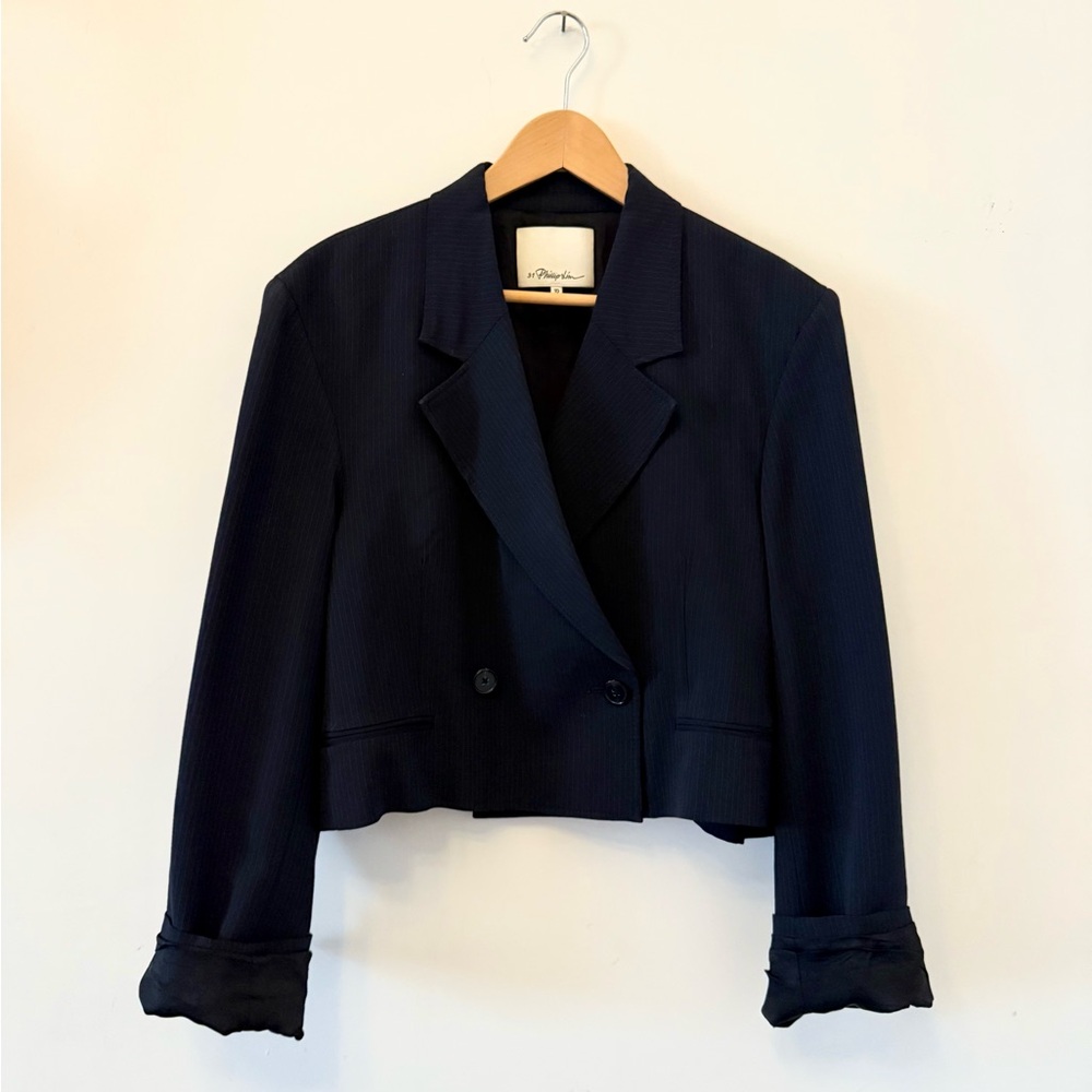 3.1 Phillip Lim Dark Blue Cropped Blazer